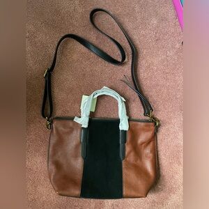 Fossil Skylar Satchel Bag Brand New Black Brown